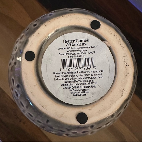 Better Homes and Gardens Gray Glaze Ceramic Vase Small 8 Inch - Picture 3 of 3